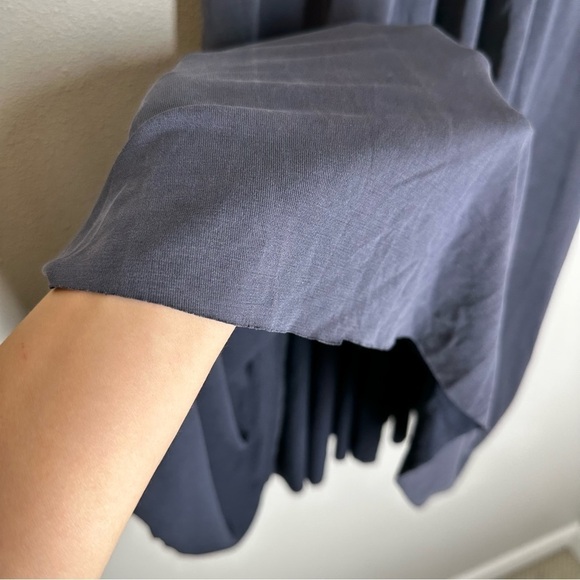 Sundance Square Neck Midi Dress Short Flare Sleeves Gathered Waist Size M Women - Picture 4 of 10